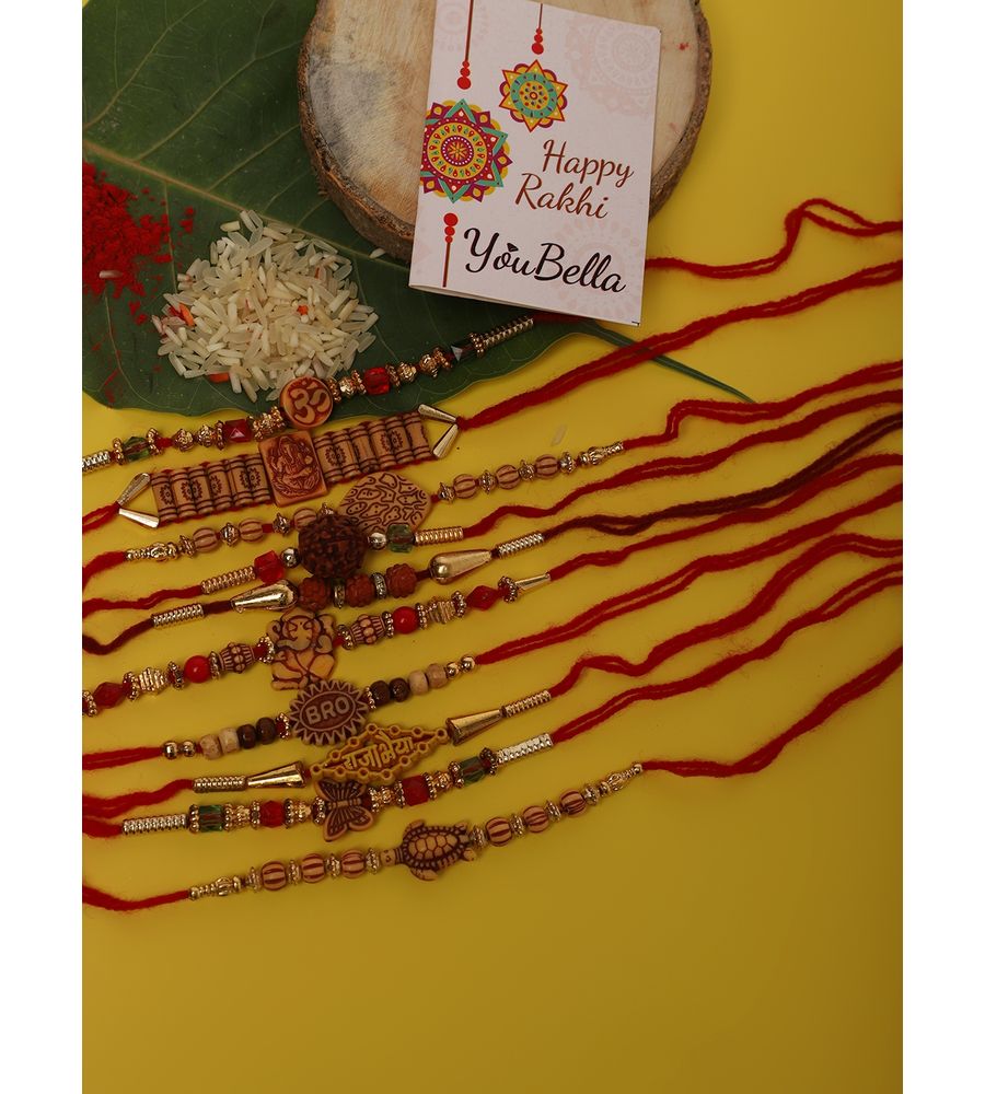 YouBella Designer Bracelet Rakhi and Greeting Card Combo Set for Brother Raksha Bandhan Gift for Brother